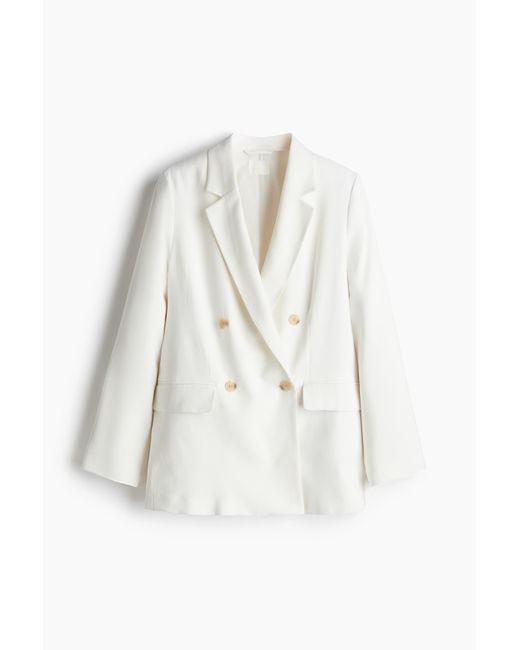 H&M White Zweireihiger Blazer