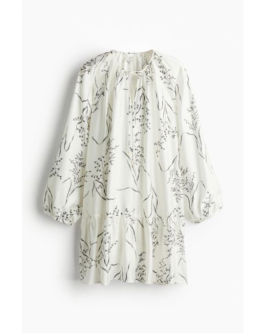 H&M White Kleid mit Bindedetail