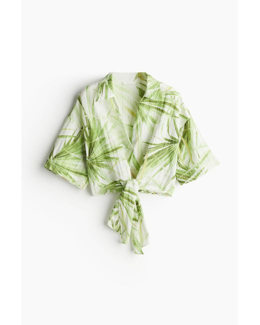 H&M Green Bluse mit Bindedetail