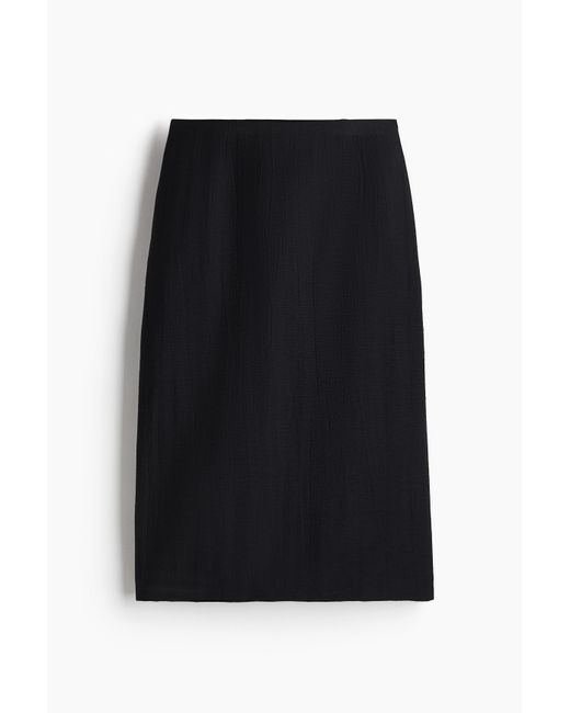 H&M Black Bleistiftjupe aus Crinklestoff