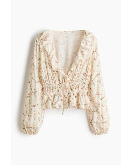 H&M Volantblouse Van Viscose in het White