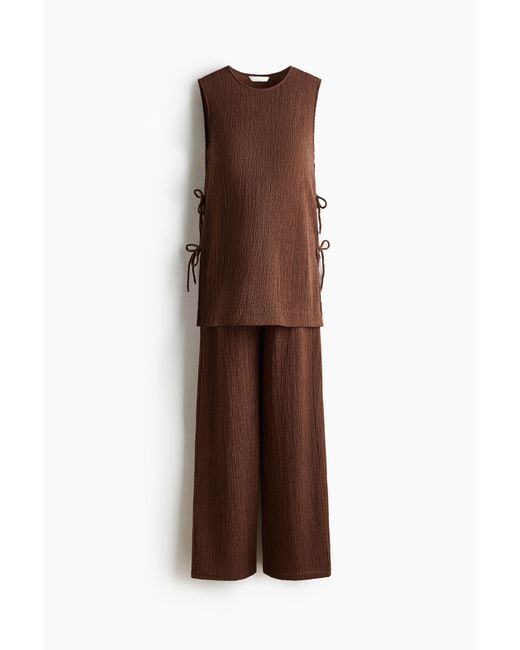 H&M Brown MAMA 2-teiliges Set aus Crinkle-Jersey