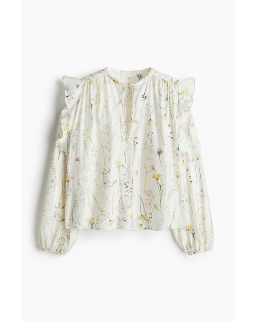 H&M White Bluse mit Volants