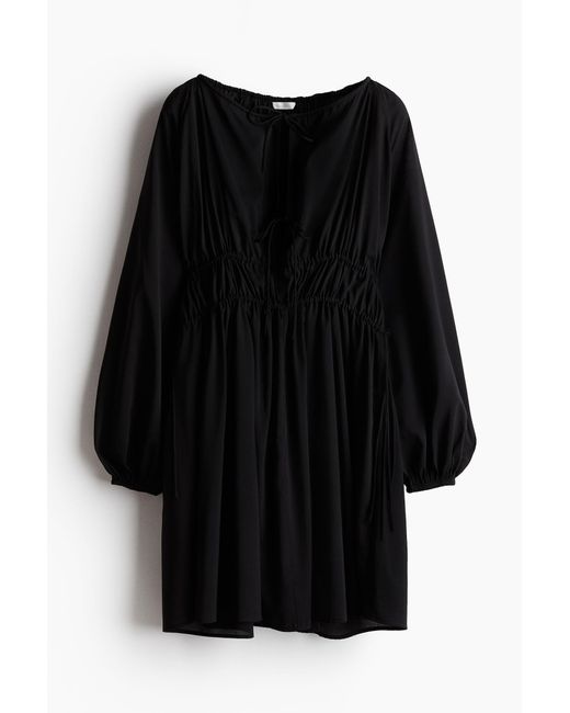 H&M Black Kleid mit Kordelzugdetail