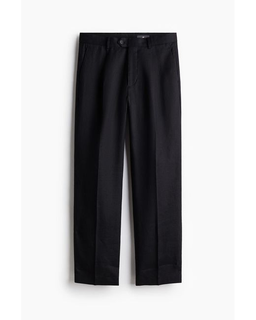 H&M Anzughose aus Leinen in Relaxed Fit in Black für Herren
