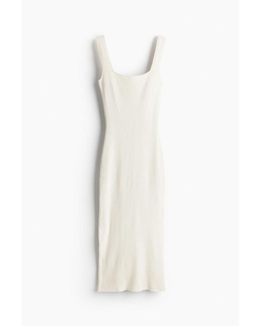 Robe moulante en maille côtelée H&M en coloris White