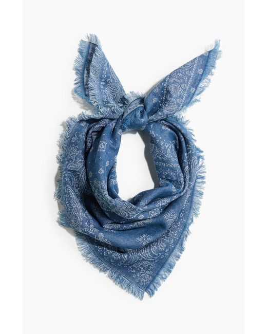 H&M Blue Bedrucktes Tuch aus Baumwolle