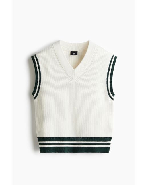 H&M Ribgebreide Slip-over in het White voor heren