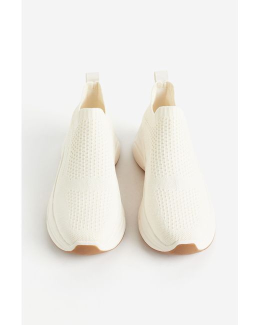 H&M White Formgestrickte Sock Sneaker