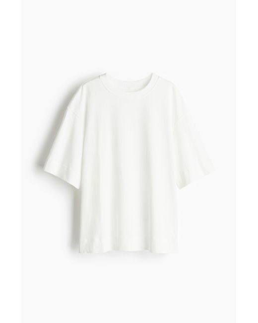 H&M White Oversized Baumwoll-T-Shirt