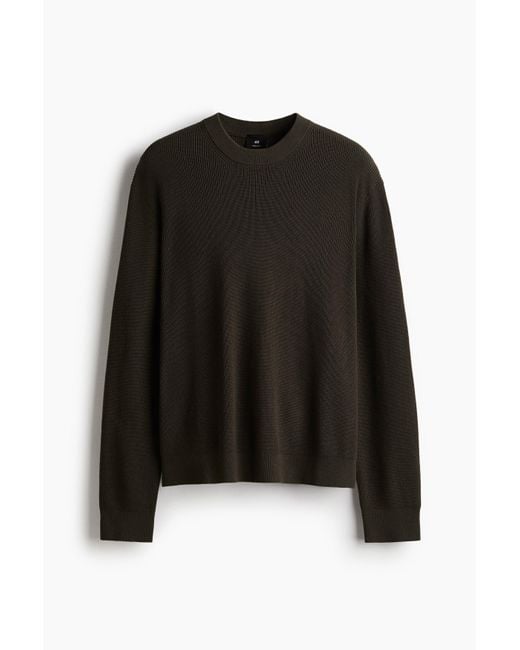 H&M Gerippter Pullover in Regular Fit in Black für Herren