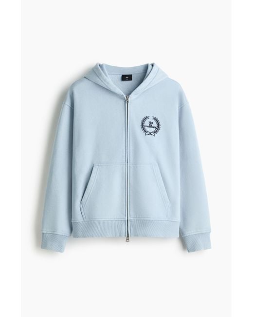 H&M Kastige Hoodiejacke in Loose Fit in Blue für Herren
