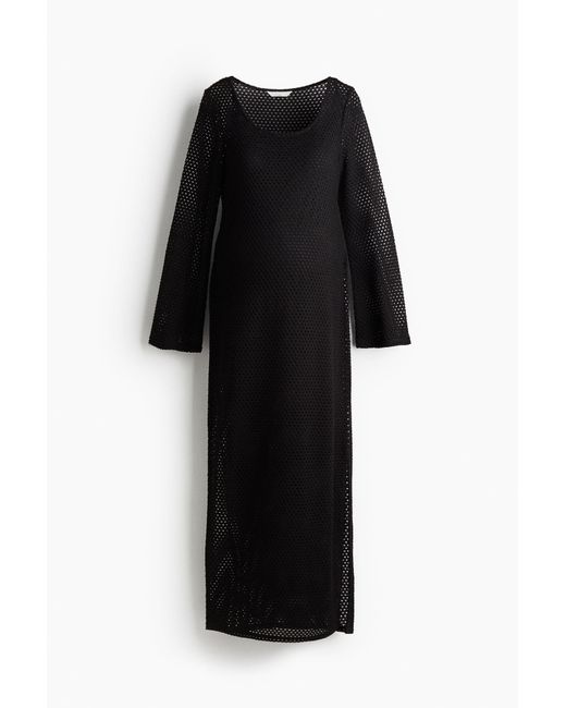 H&M Black MAMA Kleid in Ajourstrick