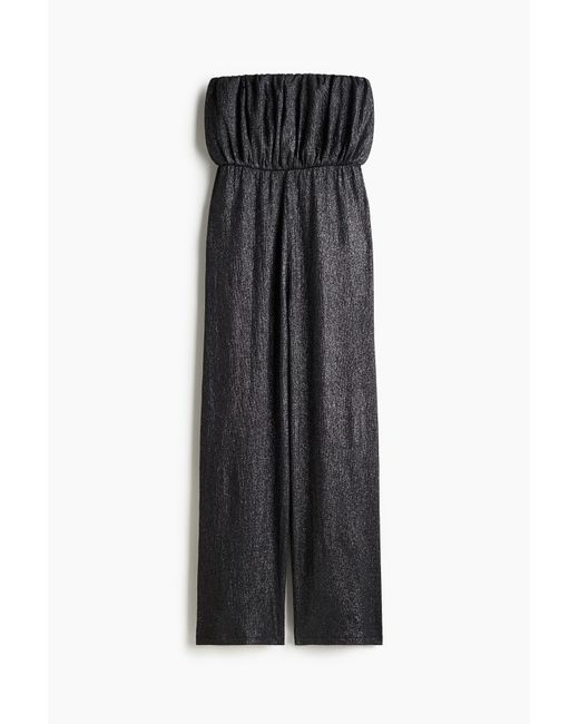 H&M Black Gerippter Bandeau-Jumpsuit