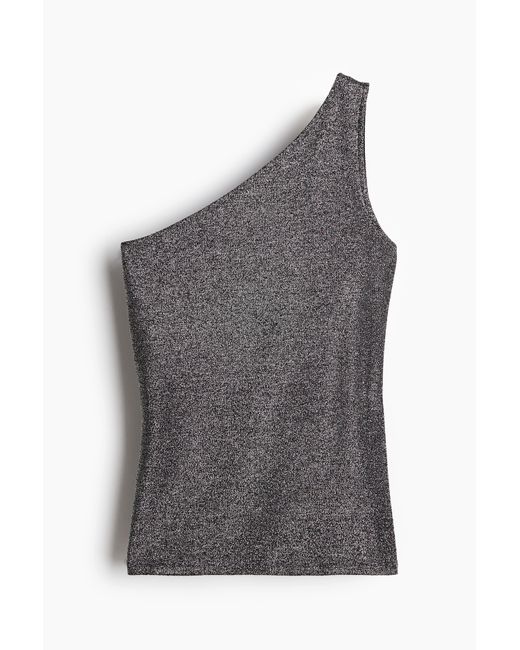 H&M Mouwloze One-shouldertop in het Gray