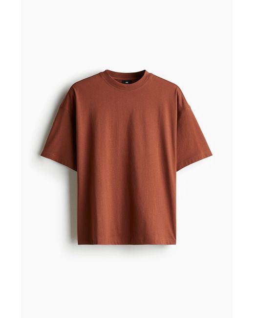 H&M T-Shirt in Oversized Fit in Brown für Herren