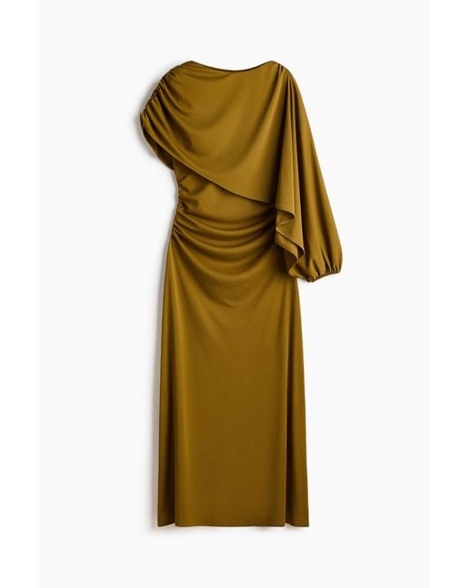 H&M Green Drapiertes Kleid mit Cape-Detail