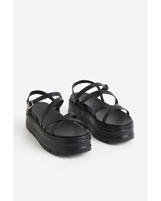H&M Chunky Platform Sandals in Black | Lyst