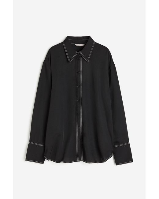 H&M Black Bluse mit Kontrastnähten