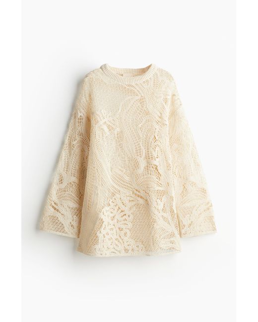 H&M Natural Pullover aus Wollmischung im Häkellook