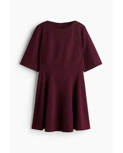 H&M Red Tailliertes Twillkleid