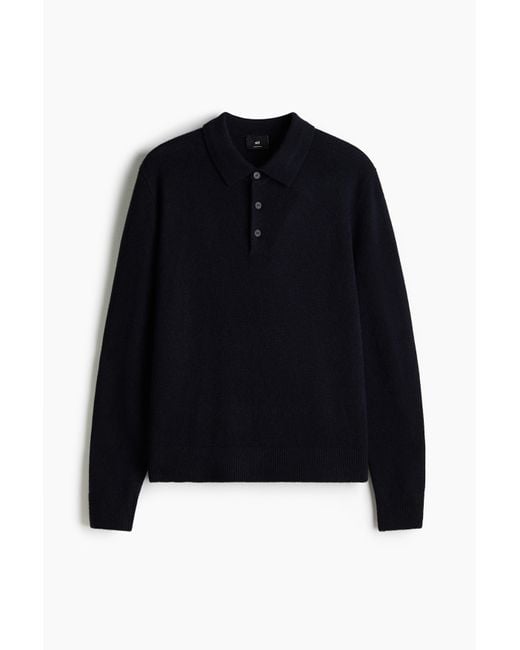 H&M Poloshirt aus Wolle in Regular Fit in Blue für Herren