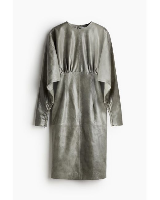 H&M Gray Lederkleid mit Fledermausärmeln