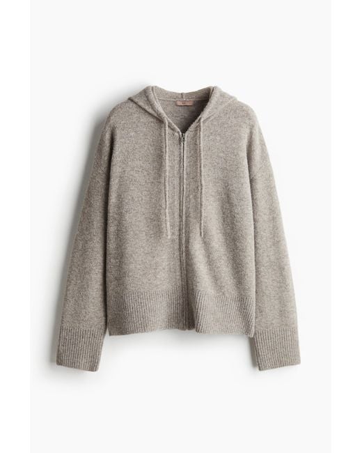 H&M Gebreid Capuchonvest in het Brown