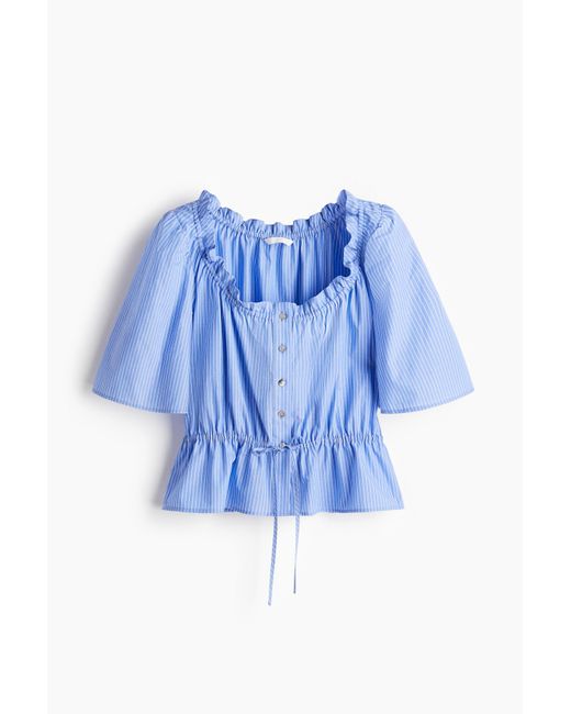H&M Blue Baumwollbluse mit Volants