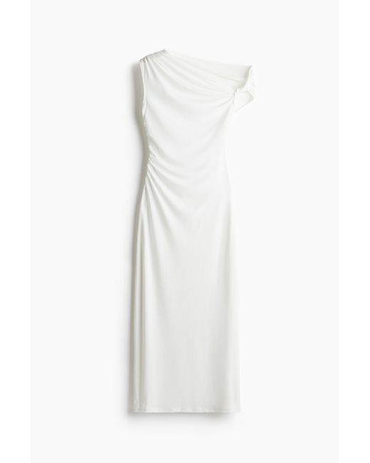 H&M White One-Shoulder-Kleid mit Twistdetail