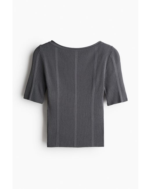 H&M Gray Geripptes Shirt mit tiefem Rückenausschnitt