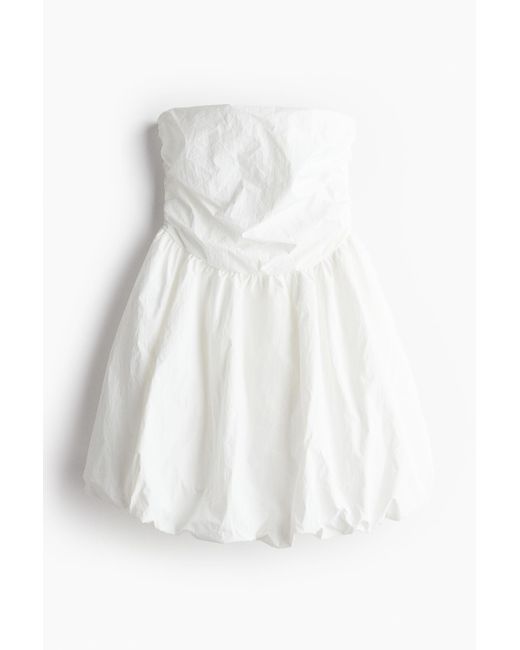 H&M White Bandeau-Kleid mit Ballonjupe