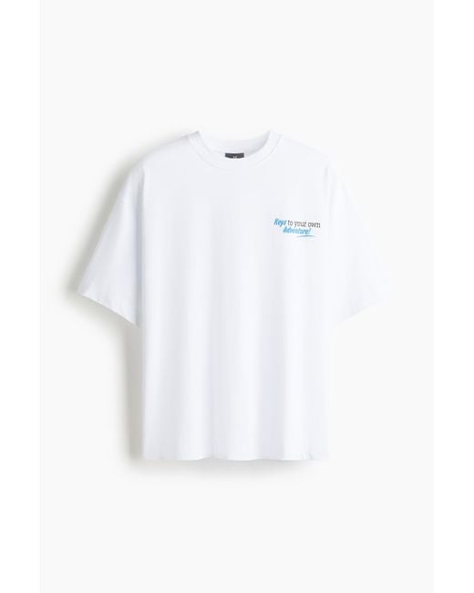 H&M Bedrucktes T-Shirt in Oversized Fit in White für Herren