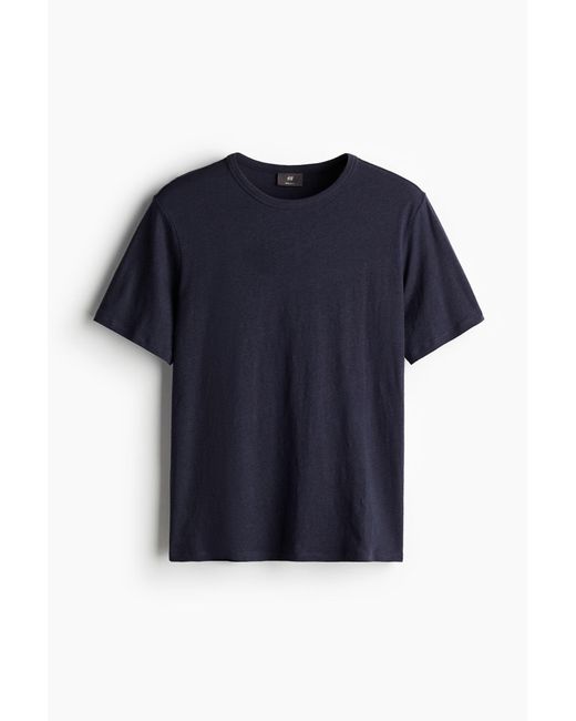 H&M T-Shirt aus Leinenmix Regular Fit in Blue für Herren