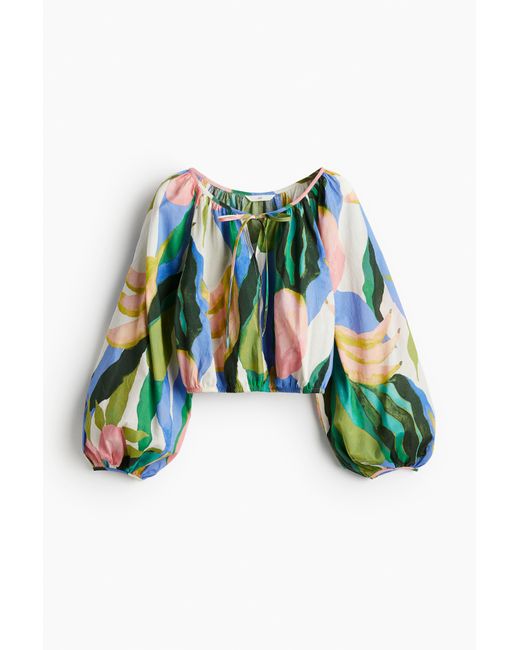 H&M Green Bluse mit Ballonärmeln