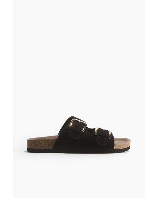 Sandales en cuir velours H&M en coloris Black