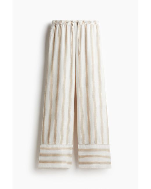H&M Broek Van Linnenmix Met Drawstring in het White