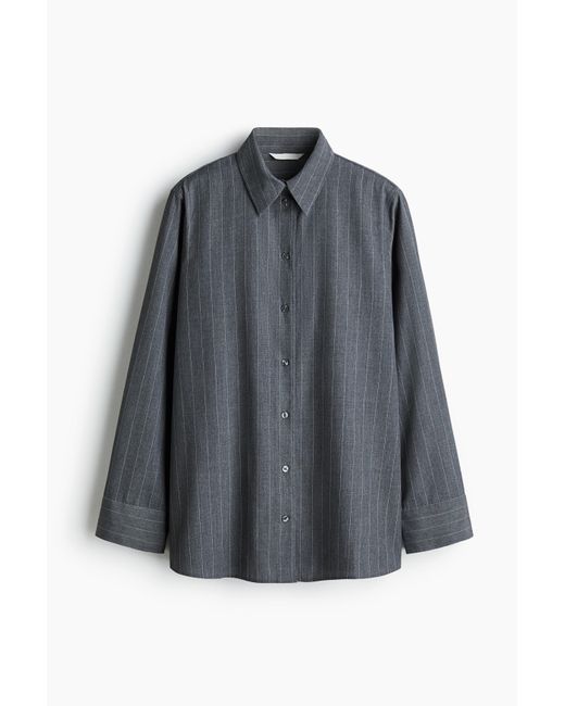 H&M Lange Overhemdblouse in het Gray