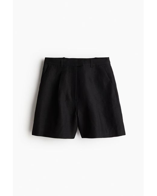 H&M Black Shorts aus Leinenmix