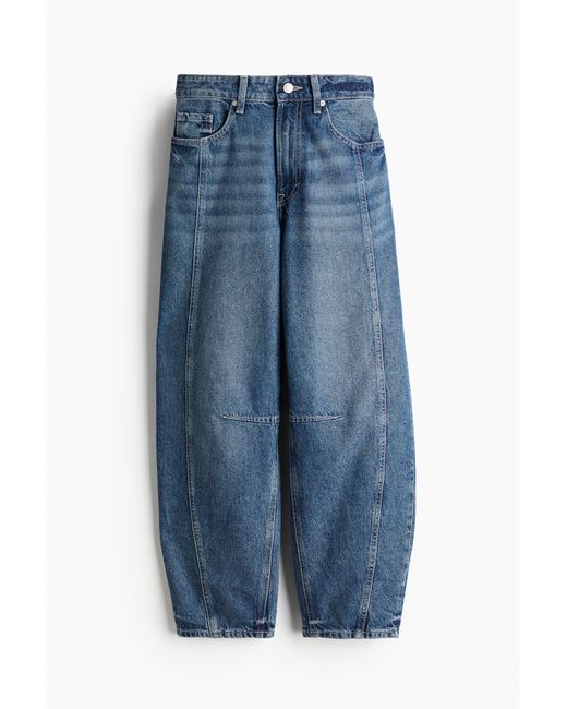 H&M Super Barrel Regular Jeans in het Blue