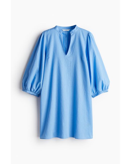 H&M Blue Kleid aus Leinenmix