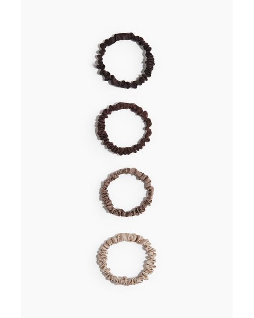 H&M White 4er-Pack Scrunchies aus Seide
