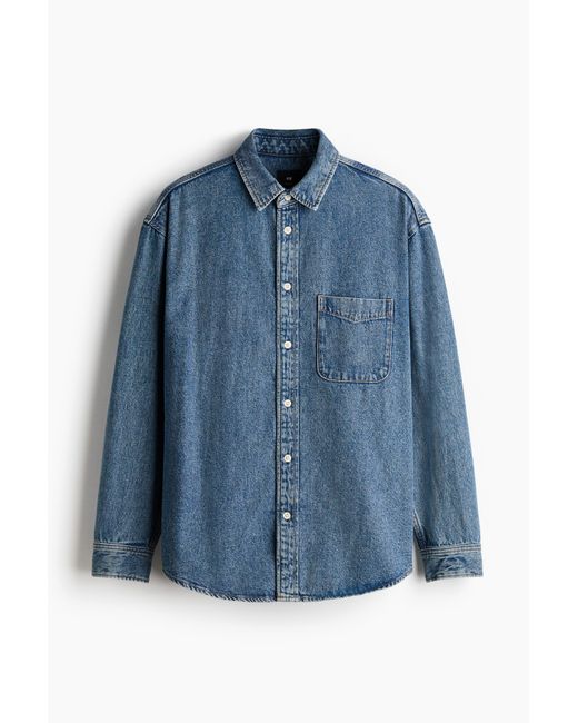 Chemise Loose Fit En Denim H&M pour homme en coloris Blue