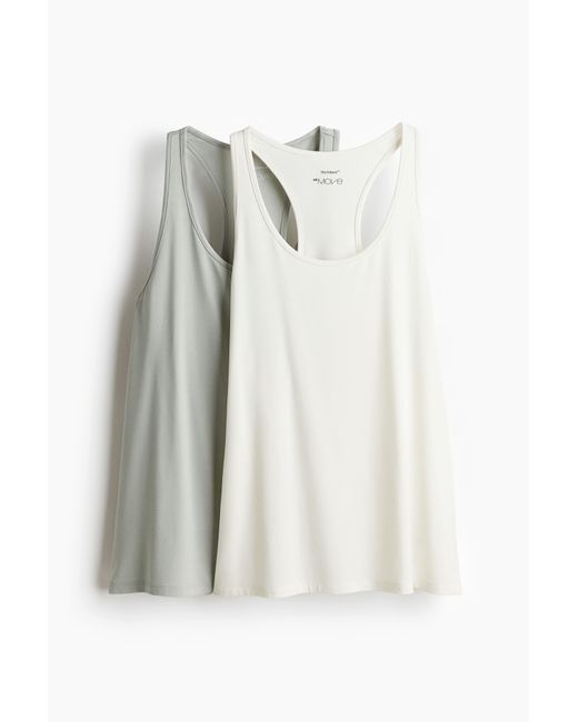 H&M White 2er-Pack Sport-Tanktops mit DryMoveTM