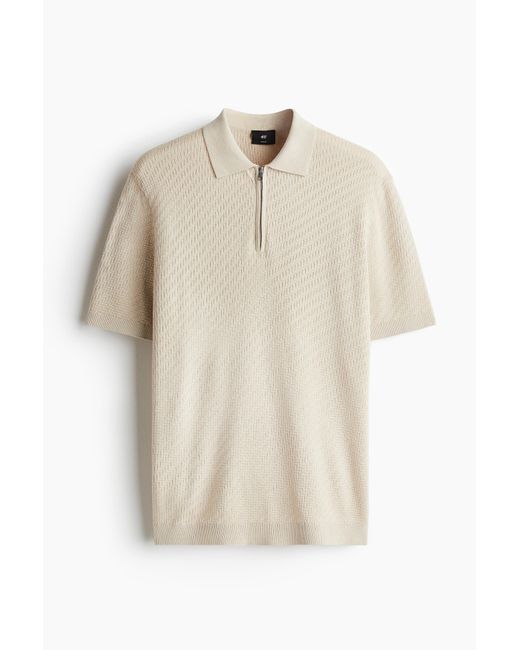 H&M Poloshirt in Slim Fit in Natural für Herren