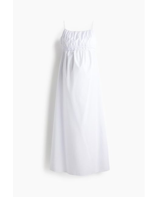 H&M White MAMA Trägerkleid aus Popeline