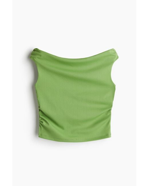 Top Épaules Nues À Effet Drapé H&M en coloris Green