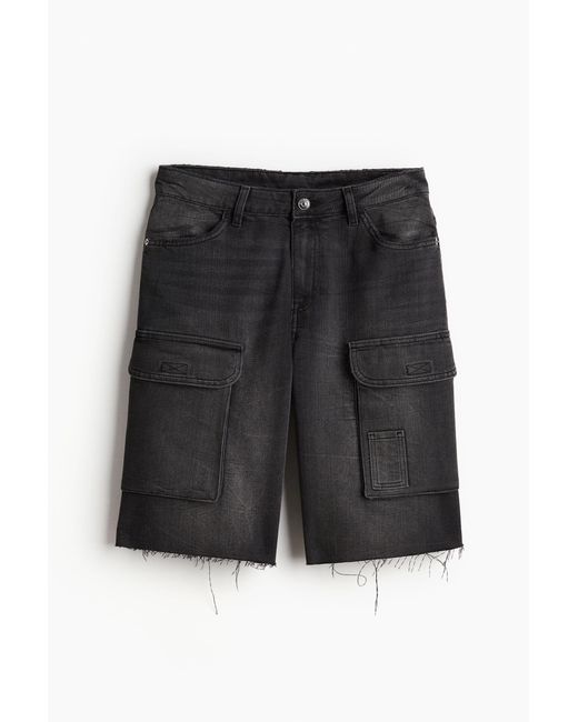 H&M Black Low Denim Cargo Shorts