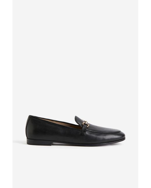 H&M Leren Loafers in het Black