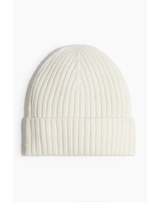 H&M White Gerippte Beanie